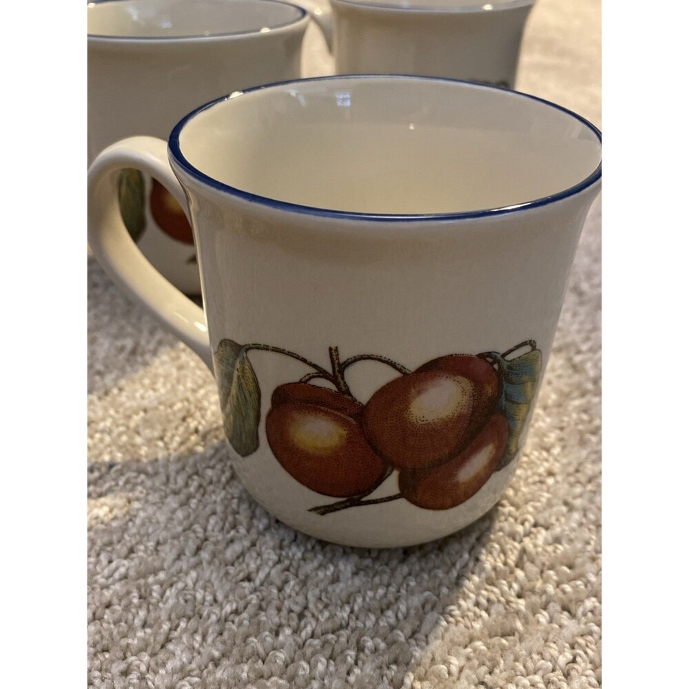 Vintage Staffordshire Tableware Autumn Fayre Cherries 4 Mug Set Made in England - Picture 3 of 5